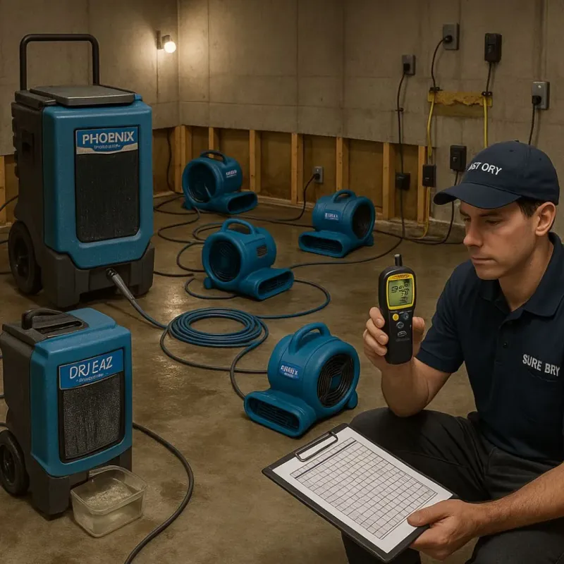 Structural Drying and Dehumidification process in Sherrills Ford, NC